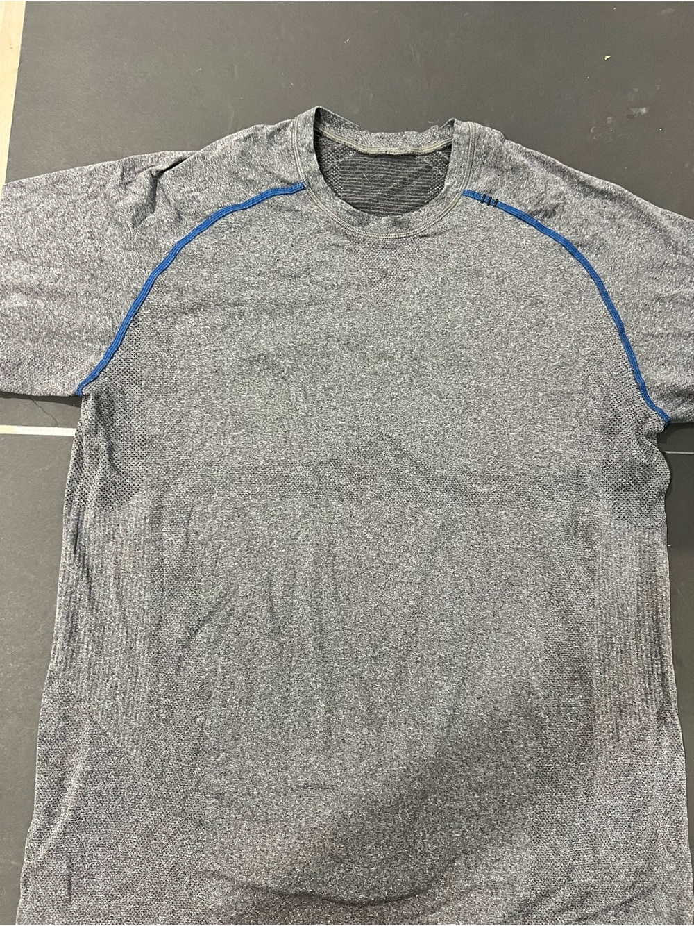 lululemon athletica Gray Short-Sleeve Crew with Blue Accent Seams